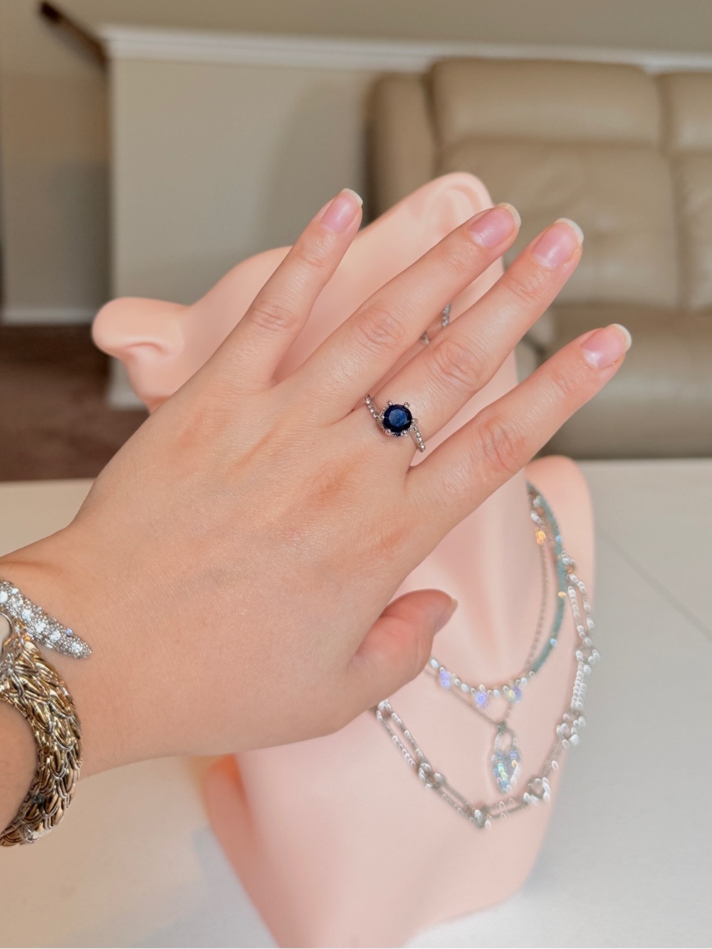 Silver Blue Sapphire Solitaire Ring